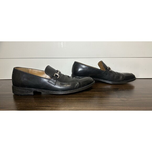 Salvatore Ferragamo Horsebit Black Leather Slip On Loafers Men's SIZE 10.5B‎ B - Picture 4 of 12